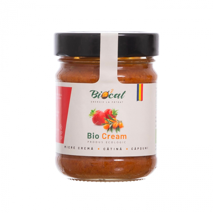 Biocream - cremă tartinabilă din miere, căpsuni și pulbere de cătină,  220 gr [1]
