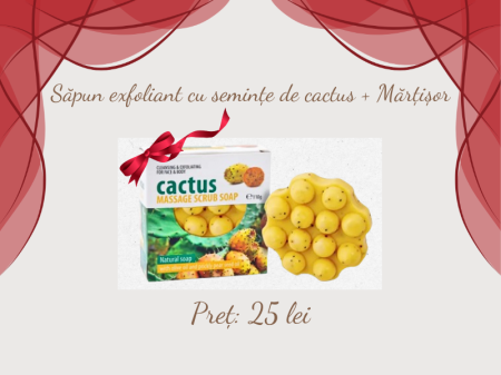 Promotii - Săpun exfoliant cu semințe de cactus + Mărțișor