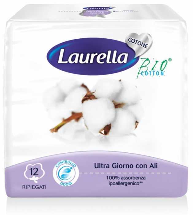 Absorbante de zi cu aripioare, bumbac organic, 3 picaturi, 12buc [1]