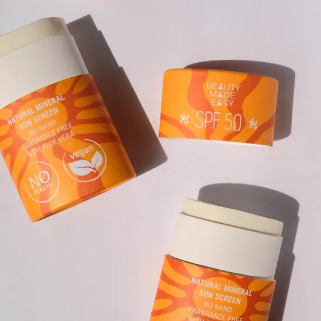 Stick solid protectie solara minerala SPF 50, aloe vera, pentru fata si corp, Beauty Made Easy, 30 g [2]