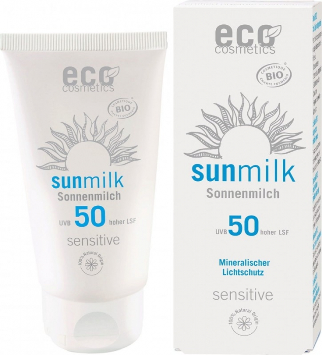 Lapte de plaja bio pentru piele sensibila cu ulei de zmeura FPS 50, 75 ml [1]