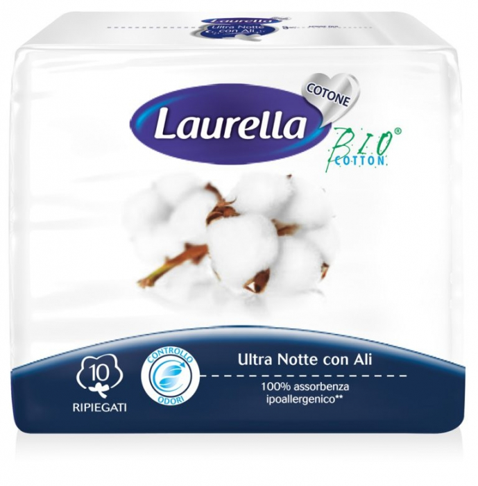 Absorbante de noapte cu aripioare, bumbac organic, 4 picaturi, 10buc [1]