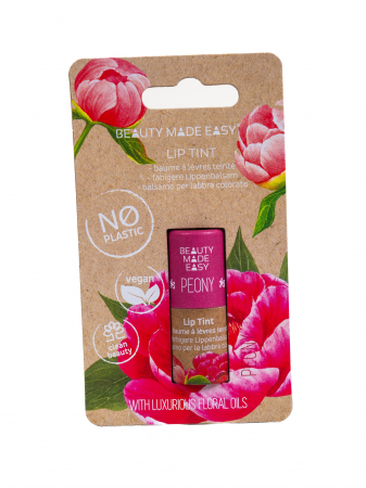 Produse - Balsam buze nuantator, vegan, zero plastic, Peony, Beauty Made Easy, 5.5 g
