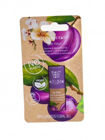 Produse - Balsam buze nuantator, vegan, zero plastic, Plum, Beauty Made Easy, 5.5 g