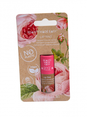 Produse - Balsam buze nuantator, vegan, zero plastic, Rose, Beauty Made Easy, 5.5 g