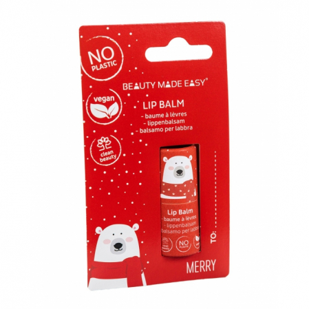 Luciu si balsam de buze - Balsam de buze vegan, zero plastic, Merry, Editie Limitata de Craciun, 5.5 g