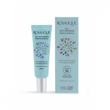 Creme de fata - Crema / Fond de ten anti-roseata, Rosalique, cuperoza, 3 in 1, Spf 50, pentru toate tipurile de ten, 30 ml