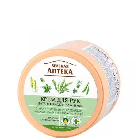 Lotiuni si creme de corp - Crema ultrahidratanta maini/unghii cu alge marine si ulei de cocos, Zelenaya Apteka, 300 ml