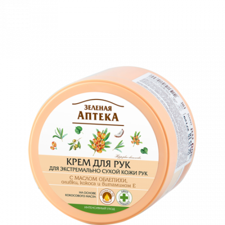 Ingrijire maini si picioare - Crema nutritiva pentru maini uscate cu uleiuri de catina si cocos , Zelenaya Apteka, 300 ml