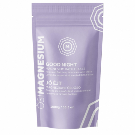 Spuma si saruri de baie - Fulgi de baie Good Night cu magneziu si lavanda, OsiMagnesium, 1000 g