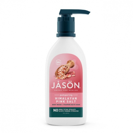 Produse - Gel de dus si spuma de baie cu sare roz de Himalaya, Jason, 887 ml
