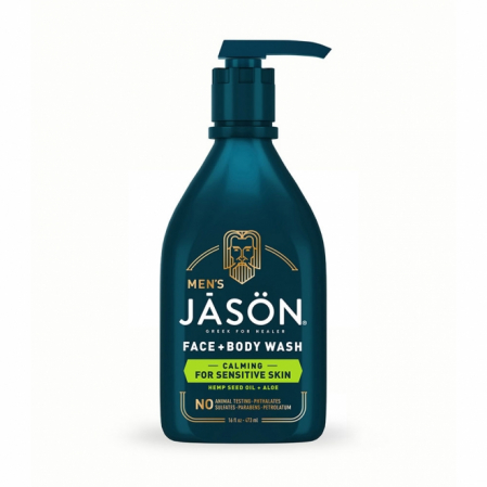 COSMETICE PENTRU BARBATI - Gel de dus 2 in 1 Calming, pentru fata si corp, pentru barbati, Jason, 473 ml