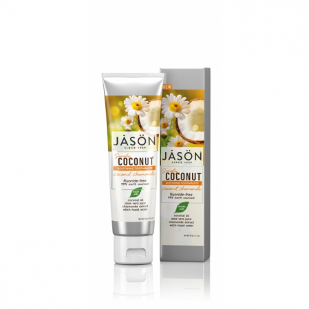 Pasta dinti si apa de gura - Pasta de dinti pentru dinti sensibili cu cocos si musetel, Jason, 119g