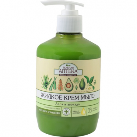 Sapunuri - Sapun lichid cu extracte de aloe si avocado, ZELENAYA APTEKA, 460 ml