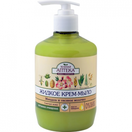 Produse - Sapun lichid cu extracte de migdale si ovaz, ZELENAYA APTEKA, 460 ml