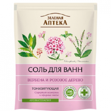 Spuma si saruri de baie - Sare de baie tonifianta cu uleiuri de verbina si lemn de trandafir, Zelenaya Apteka, 500 gr