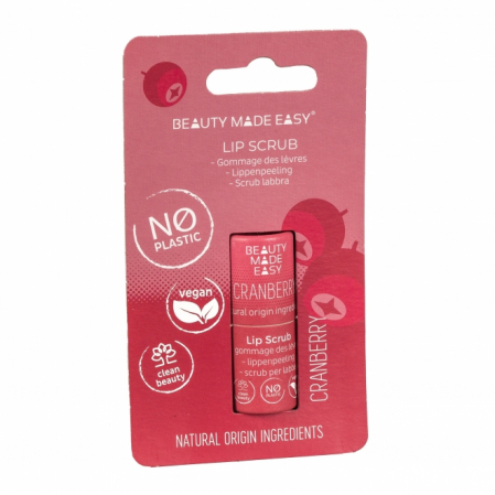 Produse - Scrub pentru buze, zero plastic, Cranberry, Beauty Made Easy, 6g