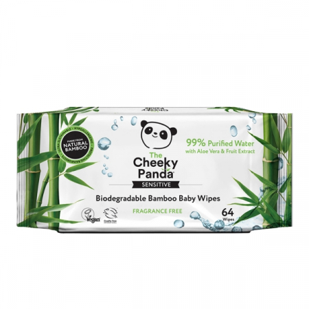 Servetele umede bebelusi - Servetele umede pentru bebelusi din bambus 100% natural The Cheeky Panda / 64 buc