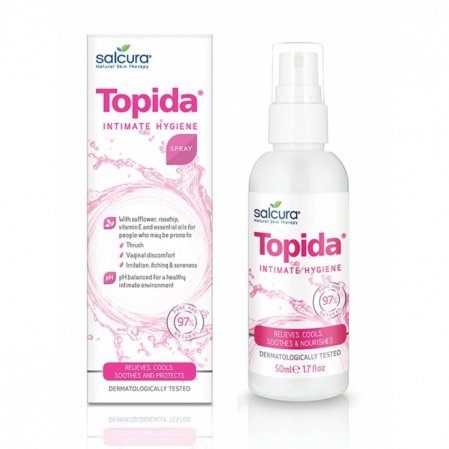Geluri si deodorante igiena intima - Spray tratament pentru igiena intima Salcura Topida, infectii fungice, reglare PH, 50 ml