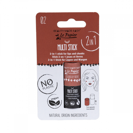 Produse - Stick 2 in 1 pentru buze si obraji, 02 Brown, Beauty Made Easy, 6 g