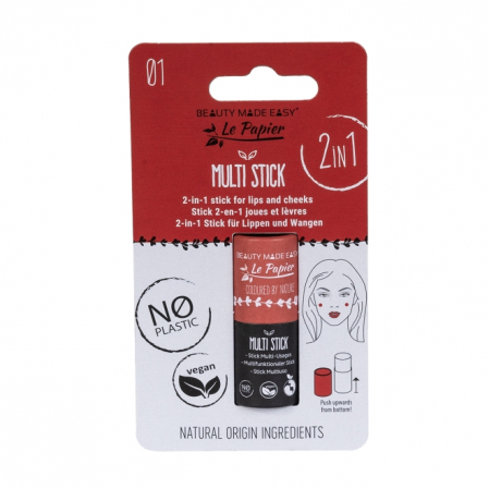 Luciu si balsam de buze - Stick 2 in 1 pentru buze si obraji, 01 Red, Beauty Made Easy, 6 g