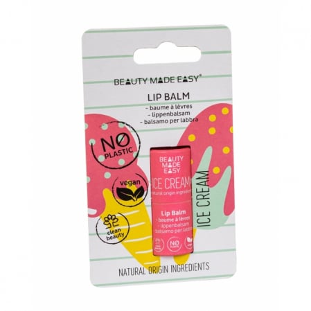Luciu si balsam de buze - Balsam buze vegan, zero plastic, Ice Cream, Beauty Made Easy, 5.5 g