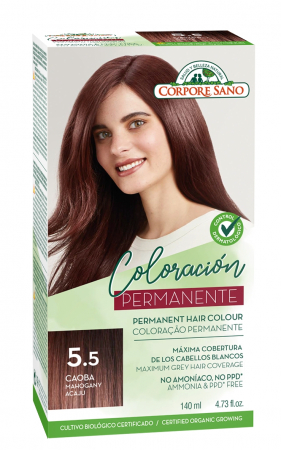 Vopsea de par si oxidant - Vopsea de par permanenta, fara amoniac, 5.5 Mahon, Corpore Sano, 140 ml