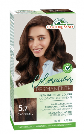 Vopsea de par si oxidant - Vopsea de par permanenta, fara amoniac, 5.7 Ciocolata, Corpore Sano, 140 ml