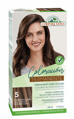 Vopsea de par si oxidant - Vopsea de par permanenta, fara amoniac, 5. Castaniu deschis, Corpore Sano, 140 ml