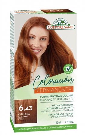Vopsea de par si oxidant - Vopsea de par permanenta, fara amoniac, 6.43 Alun, Corpore Sano, 140 ml