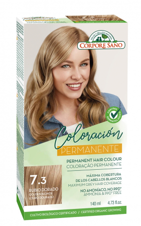 Vopsea de par si oxidant - Vopsea de par permanenta, fara amoniac, 7.3 Blond Auriu, Corpore Sano, 140 ml