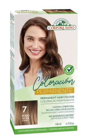 Vopsea de par si oxidant - Vopsea de par permanenta, fara amoniac, 7. Blond, Corpore Sano, 140 ml