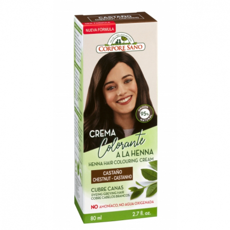 Vopsea de par si oxidant - Vopsea henna crema semipermanenta - castaniu Corpore Sano 60 ml