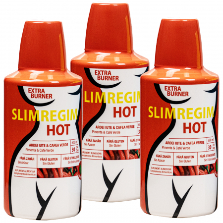 Slabit si detoxifiere - Pachet 3 bucati Slimregim Hot 600 ml: Arzator de grasime, pentru o noua silueta, cu ardei iute si cafea verde