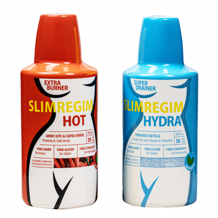 Slabit si detoxifiere - Slabit si detox, natural si eficient, pachet Slimregim Hydra 600ml si Slimregim Hot 600 ml