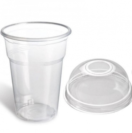 Produse din plastic - Pahar pentru shake cu capac dome cu gaura pentru pai