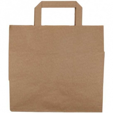 Produse biodegradabile - Sacosa hartie kraft natur cu maner plat