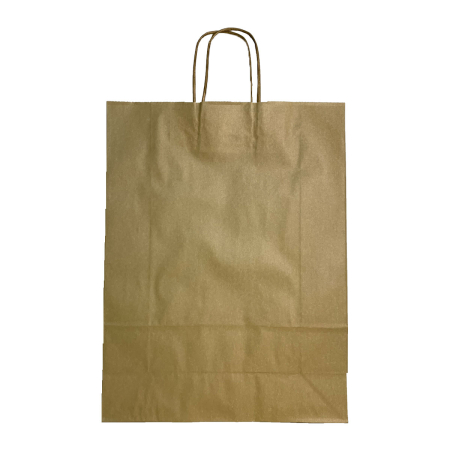 Produse biodegradabile - Sacosa hartie kraft natur cu maner plat