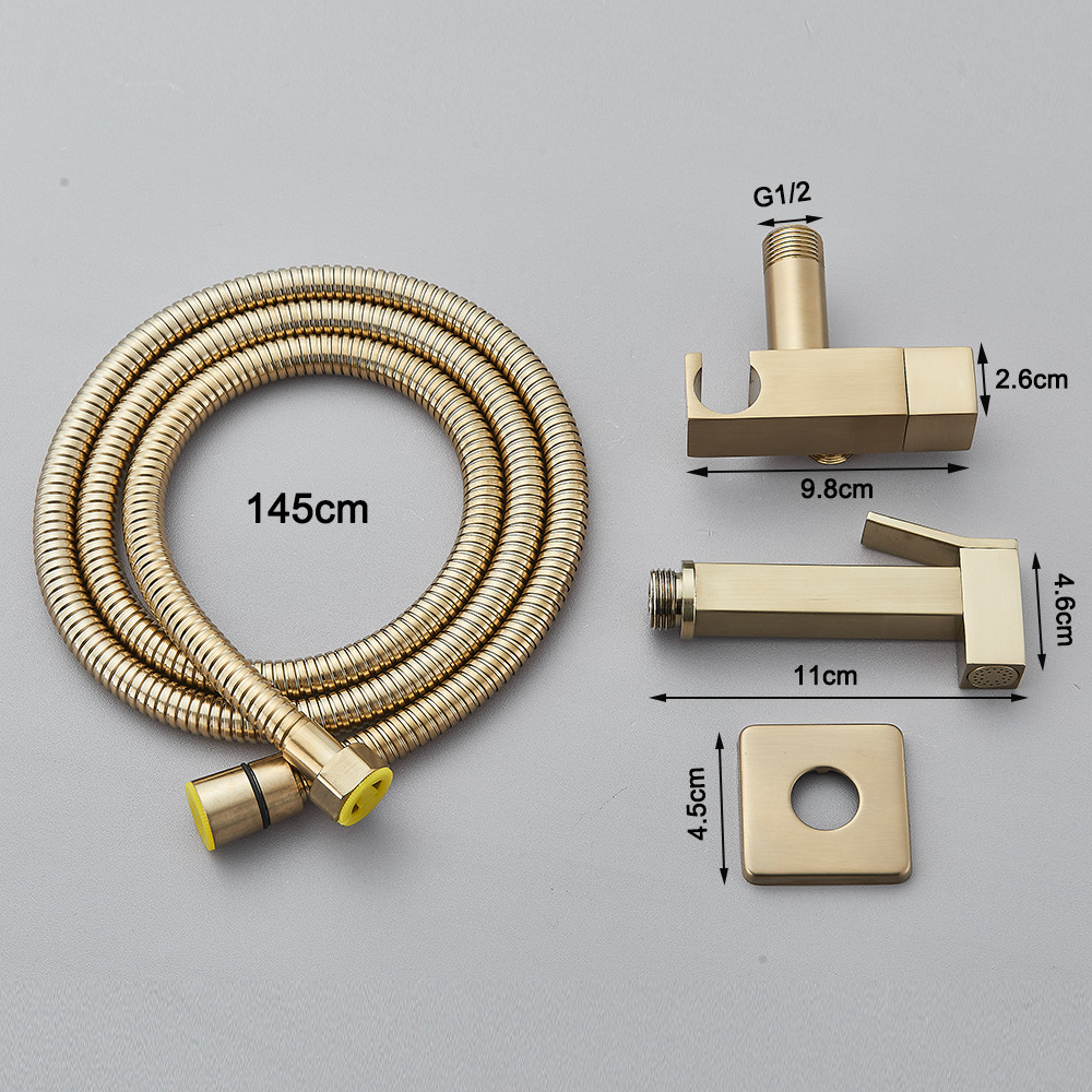 Duș igienic încastrabil finisaj auriu mat, mixer apă rece, BisDesign [8]