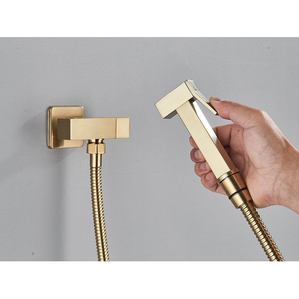 Duș igienic încastrabil finisaj auriu mat, mixer apă rece, BisDesign [3]