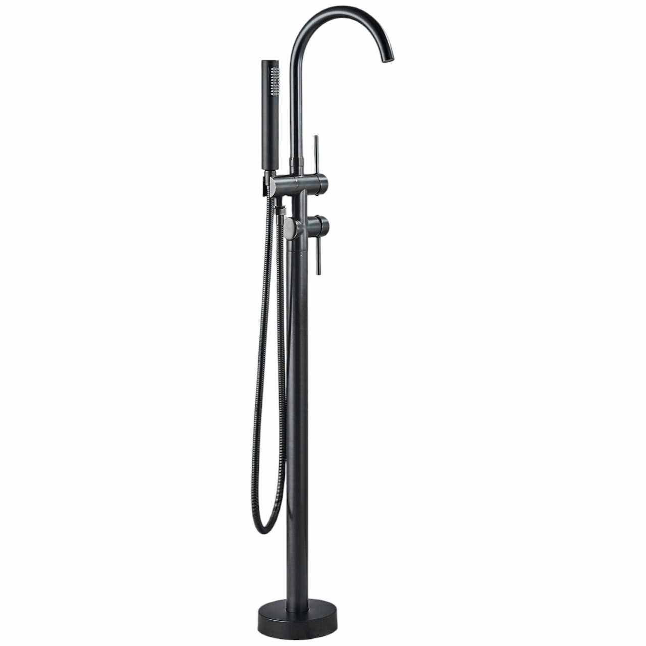 Baterie cadă freestanding negru/bronze 117 cm cu duș de mână [1]