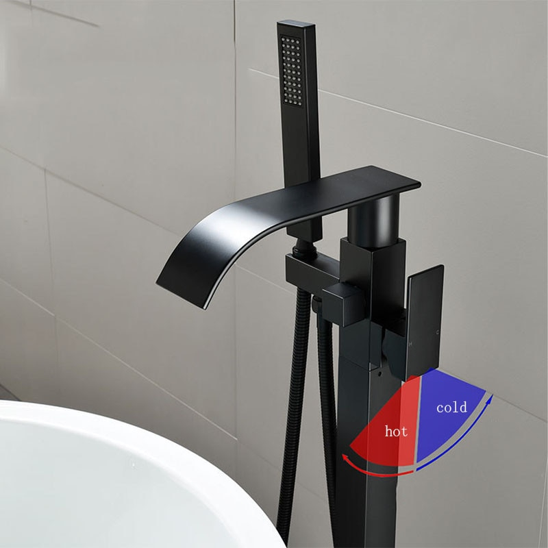 Baterie freestanding pentru cadă finisaj negru mat 98 cm cu pipă pivotantă [3]