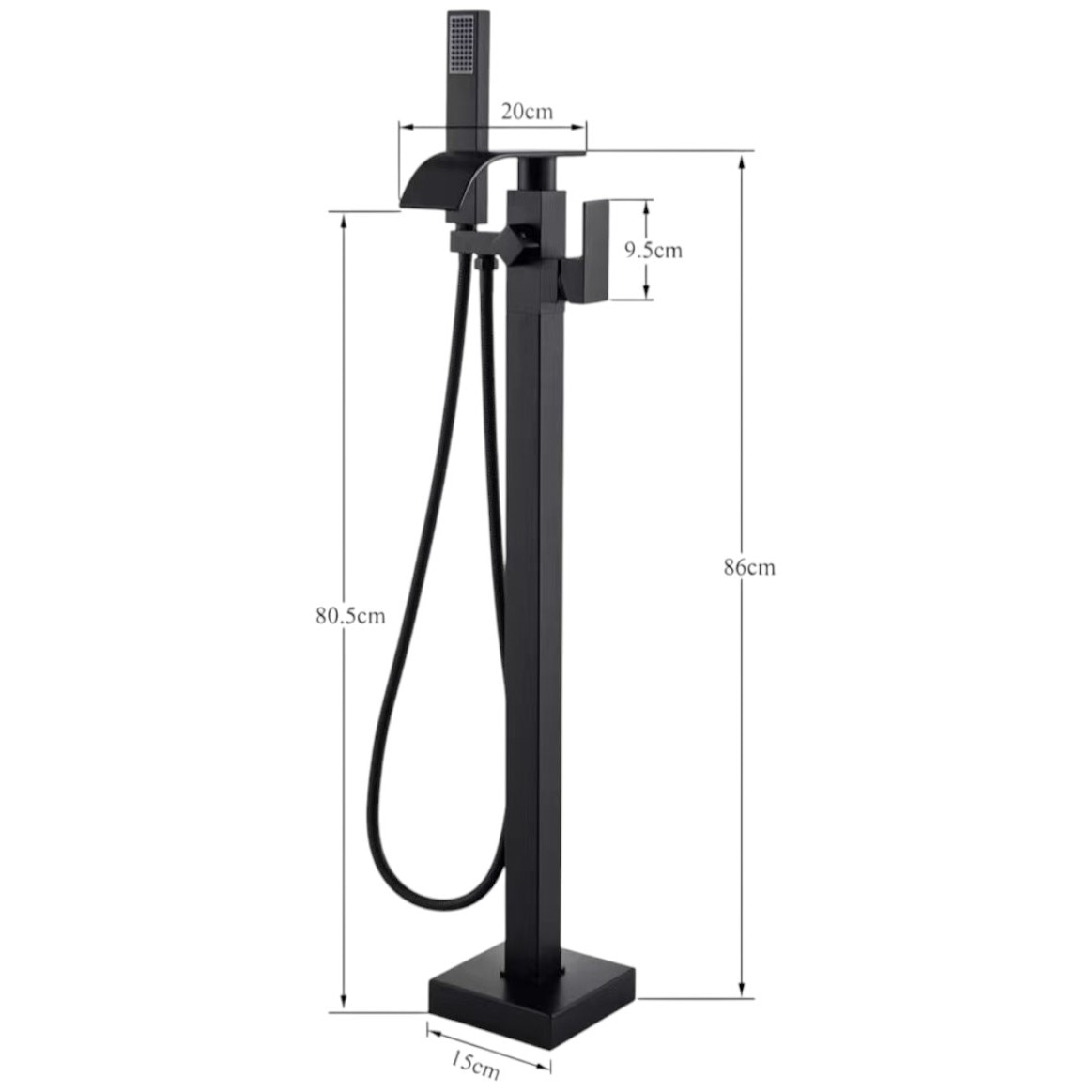 Baterie freestanding pentru cadă finisaj negru mat 98 cm cu pipă pivotantă [7]