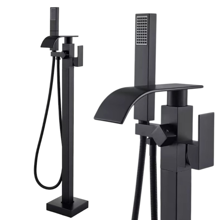 Baterie freestanding pentru cadă finisaj negru mat 98 cm cu pipă pivotantă [1]
