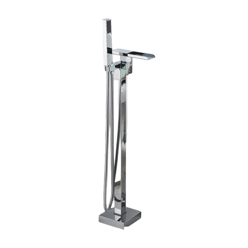 Baterie freestanding cadă crom lucios 102 cm cu pipa tip cascadă [1]