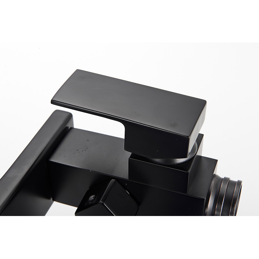 Baterie cadă freestanding negru mat 102 cm cu pipă cascadă și duș de mână [8]