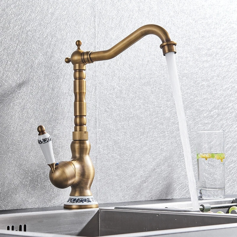 Baterie bronz antichizat retro 31 cm pentru baie sau bucătărie [7]