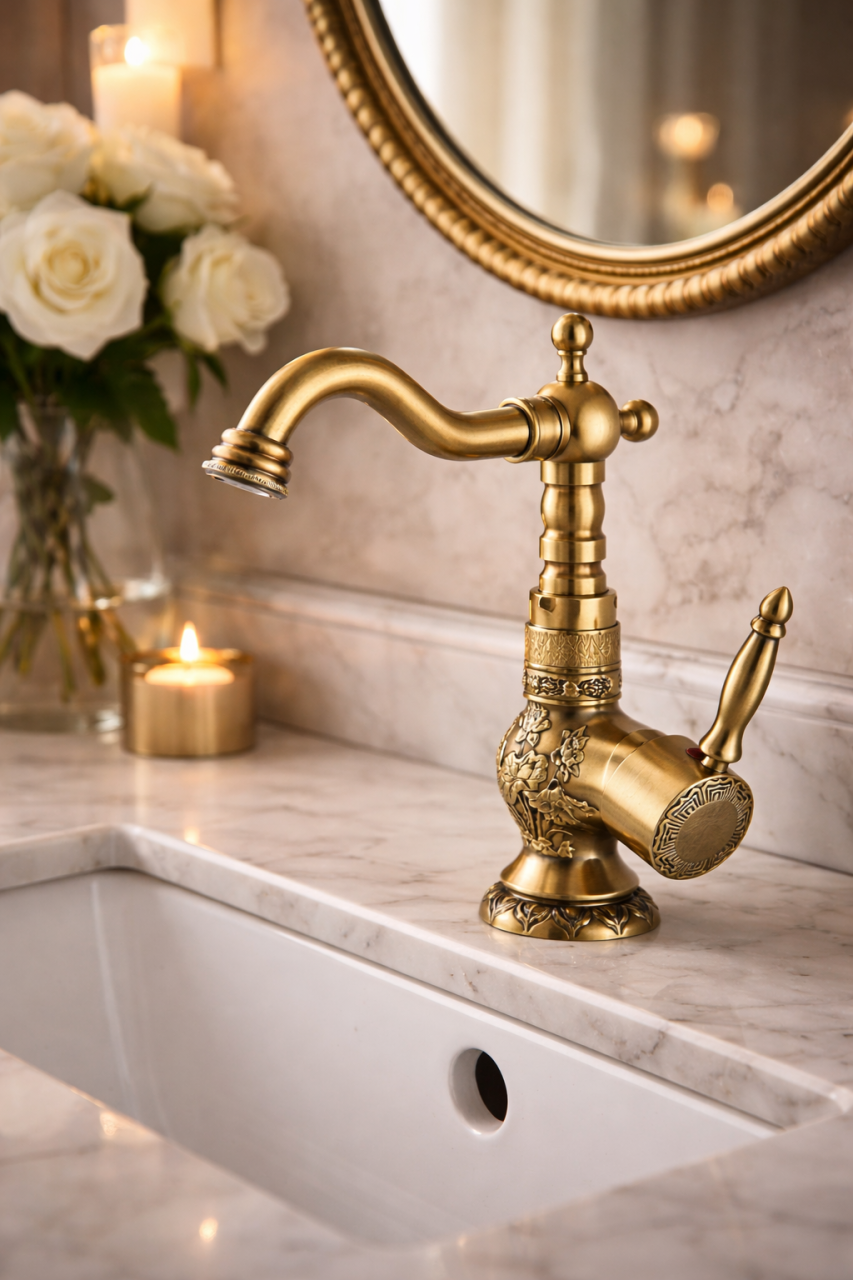 Baterie Baie și Bucătărie BisDesign®, Finisaj Bronz Antichizat, Model Gravat, 23 cm [2]