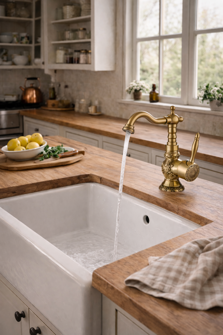 Baterie Baie și Bucătărie BisDesign®, Finisaj Bronz Antichizat, Model Gravat, 23 cm [4]