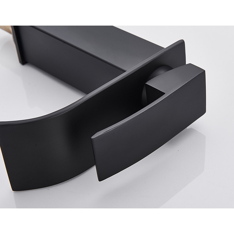 Baterie chiuvetă baie negru mat 27 cm cu pipă tip cascadă pătrată [8]